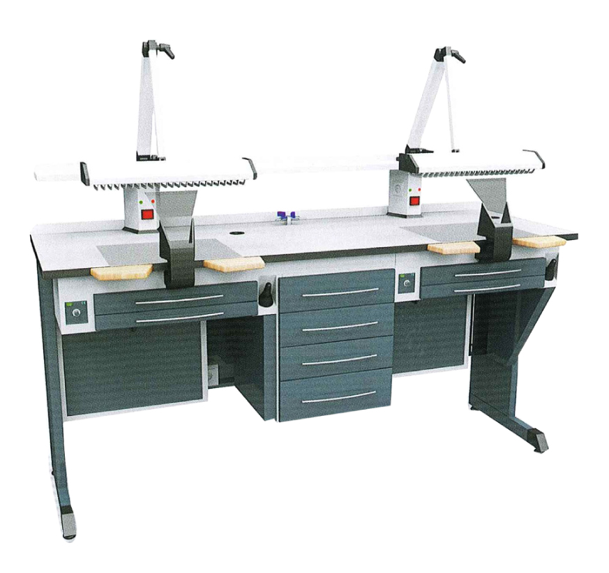 ERMetal-Workbench-Double-W/Vacuum,-Single-Drawers---Compact-Top